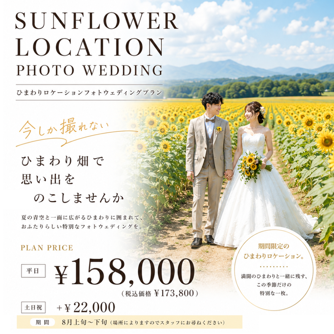 今しか撮れない、ひまわり畑で思い出をのこしませんか